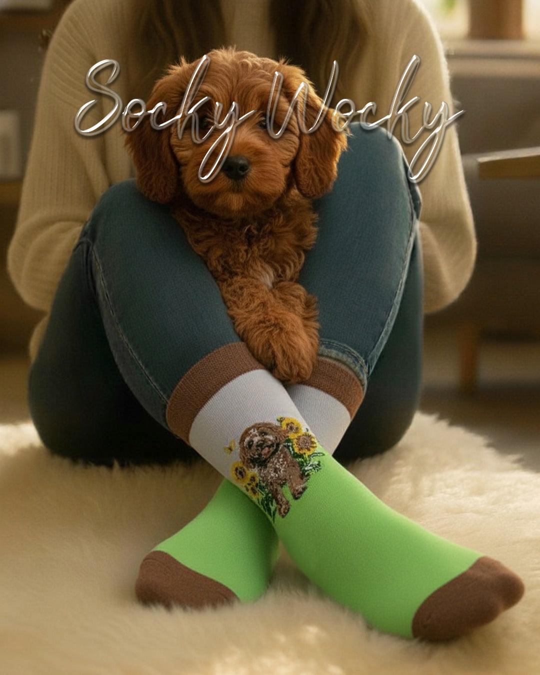 Cockapoo Sunflower Socks Dog Floral Series